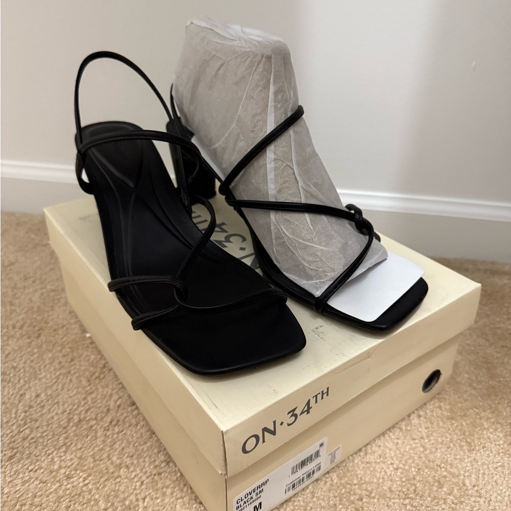ON-34TH Black Strappy Heels